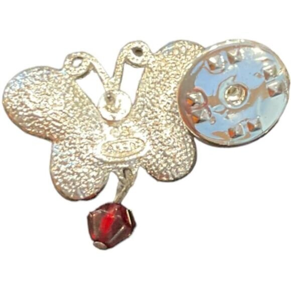 Butterfly Red Rhinestone Brooch Pin With Clutch Back Avon - Picture 6 of 6